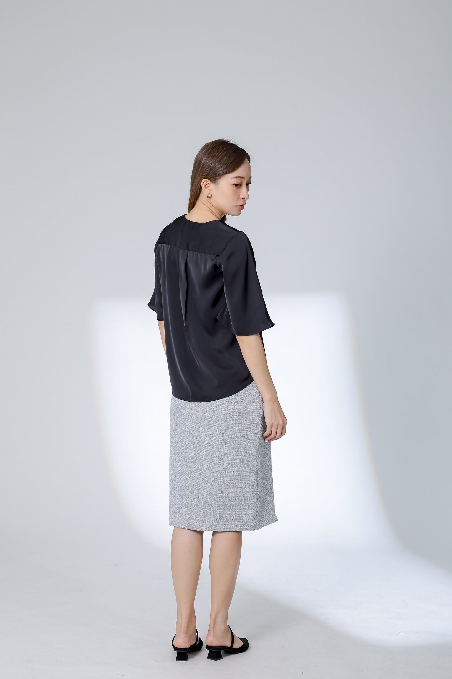Wilma Satin Top - Black