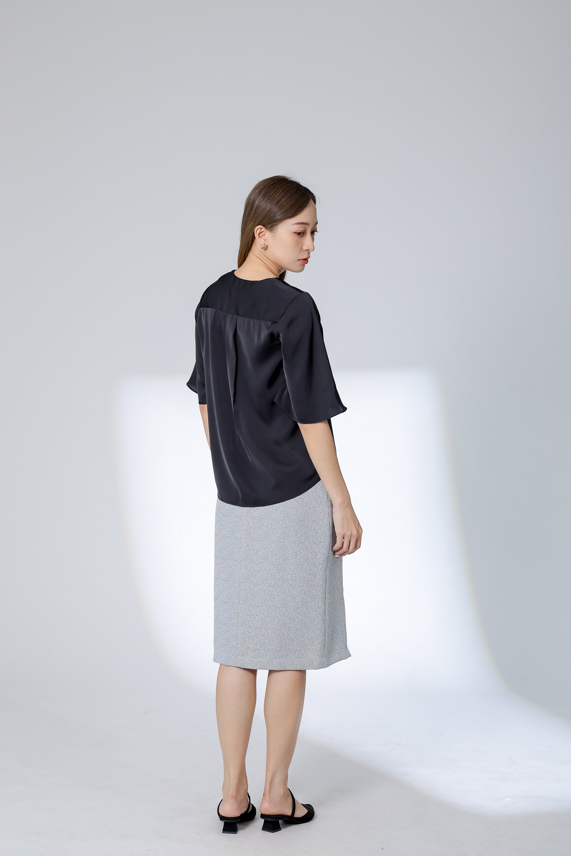 Wilma Satin Top - Black