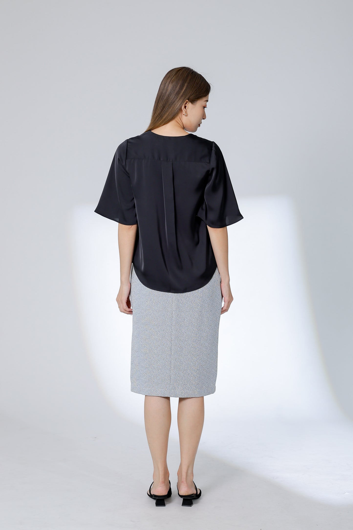 Wilma Satin Top - Black
