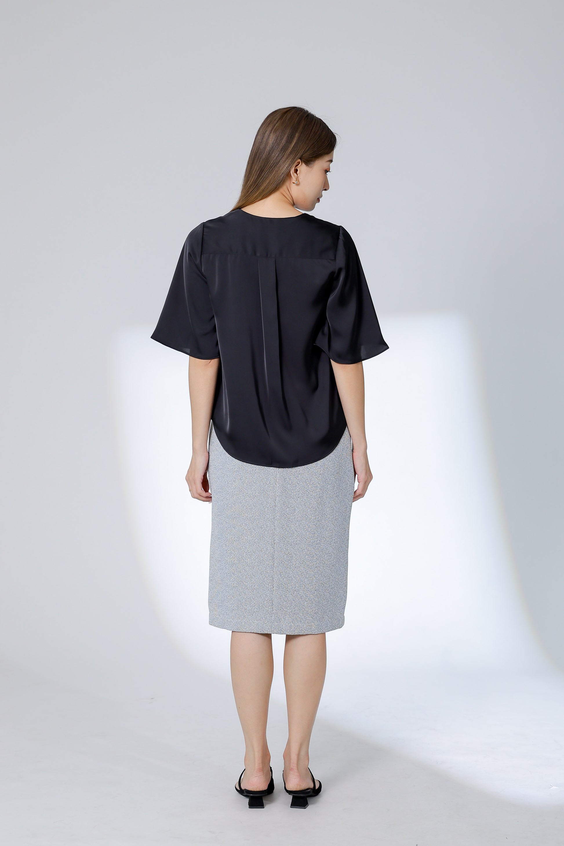 Wilma Satin Top - Black