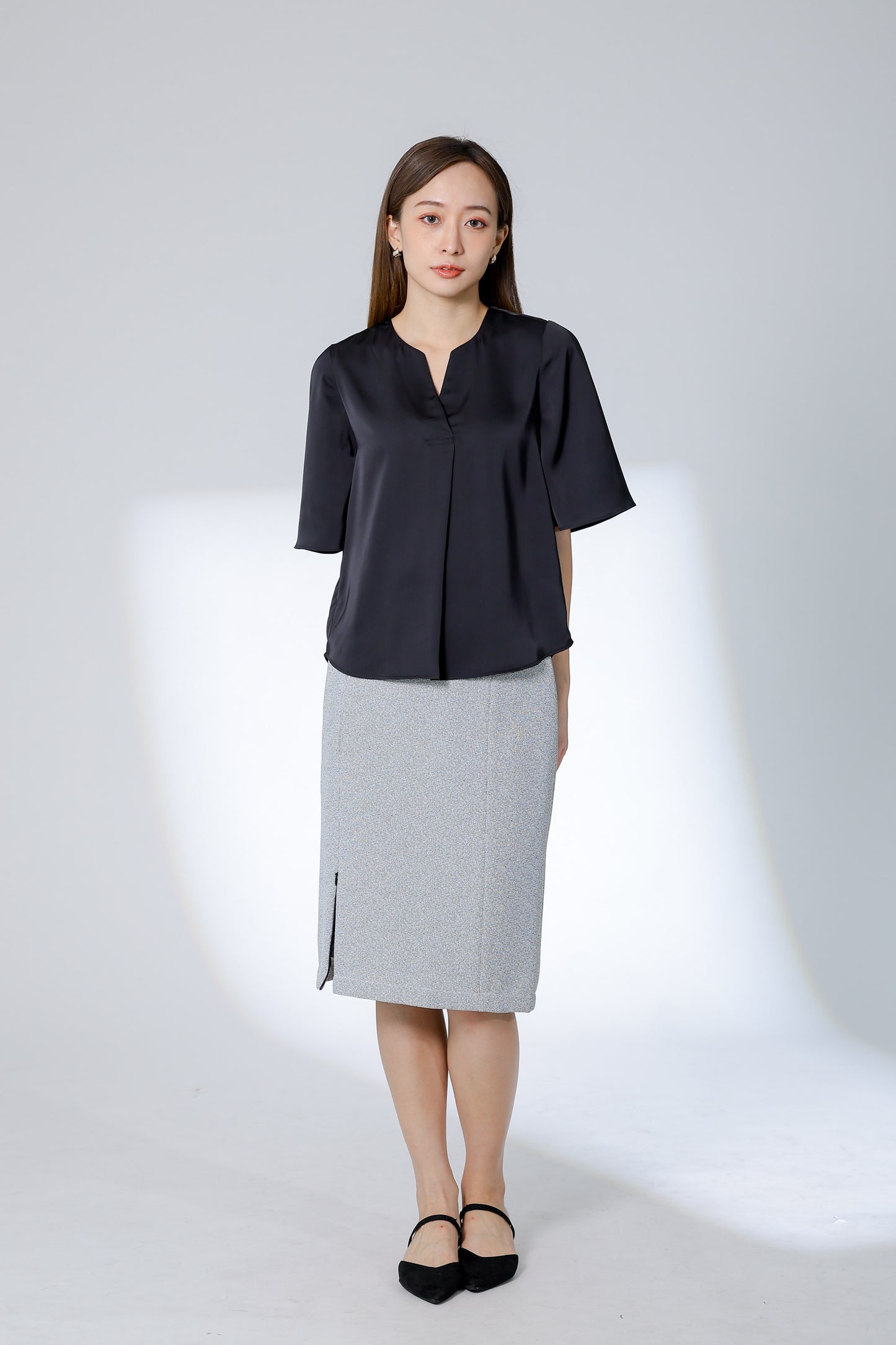 Wilma Satin Top - Black
