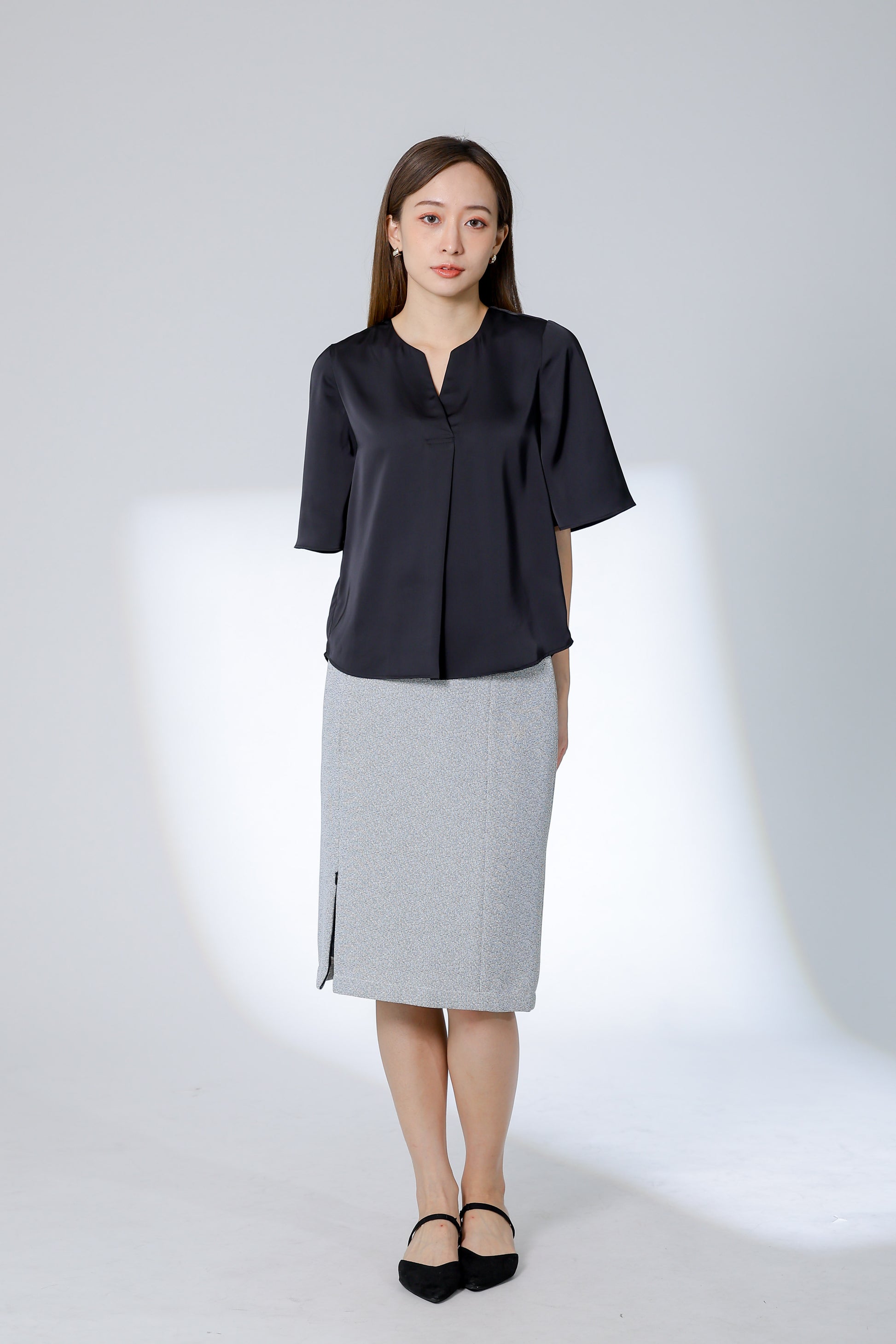 Wilma Satin Top - Black