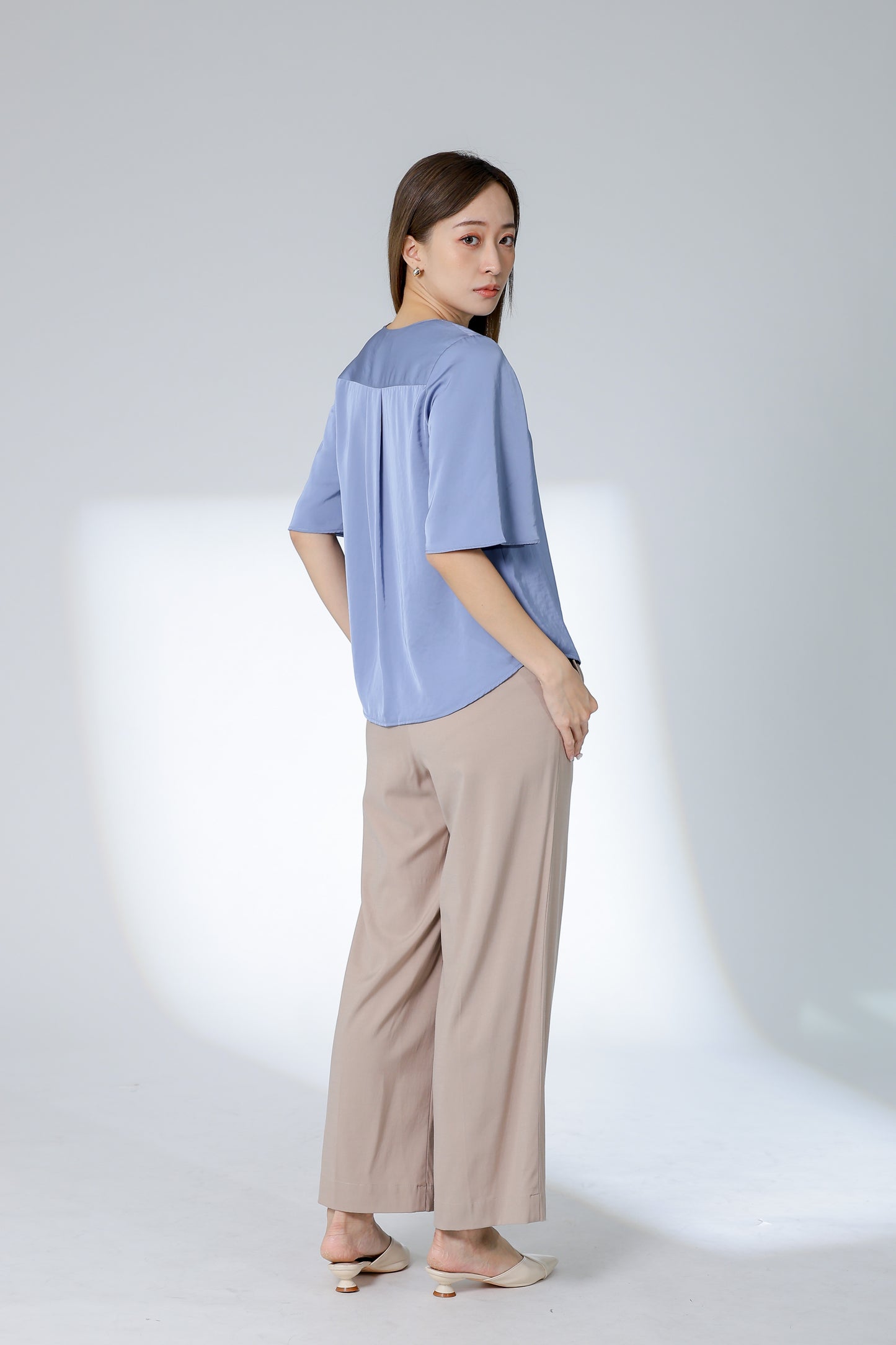 Wilma Satin Top - Blue