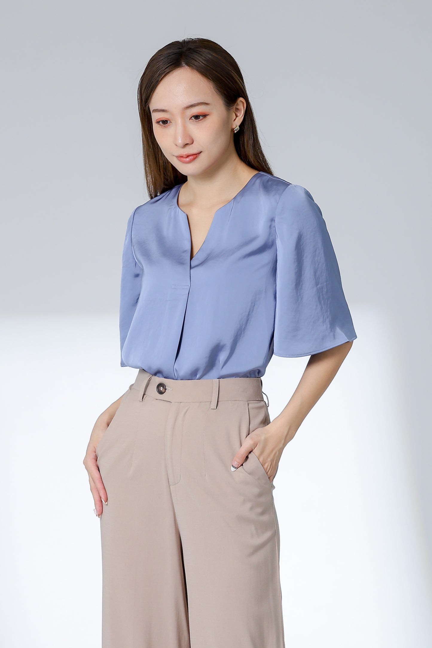 Wilma Satin Top - Blue
