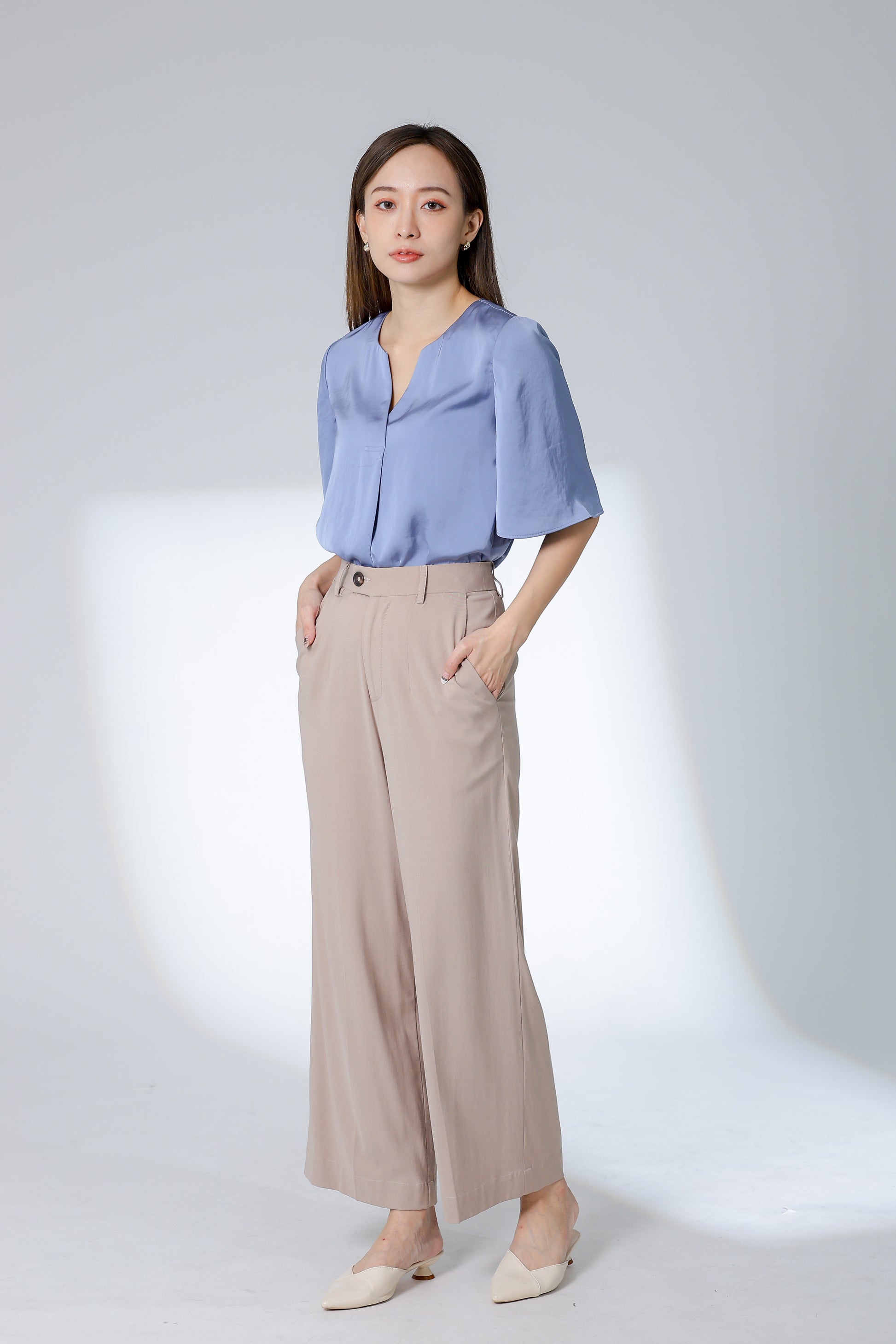 Wilma Satin Top - Blue
