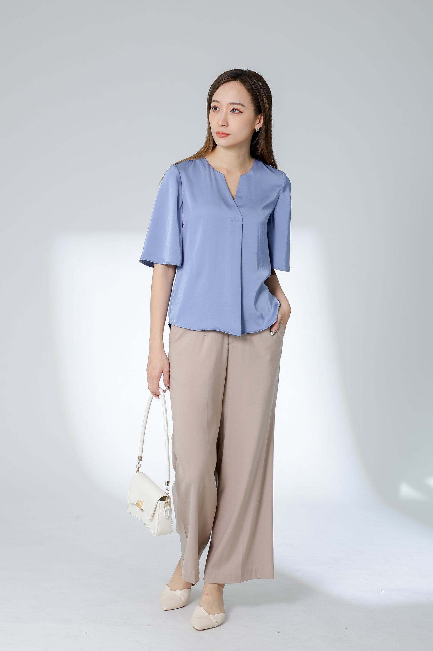 Wilma Satin Top - Blue