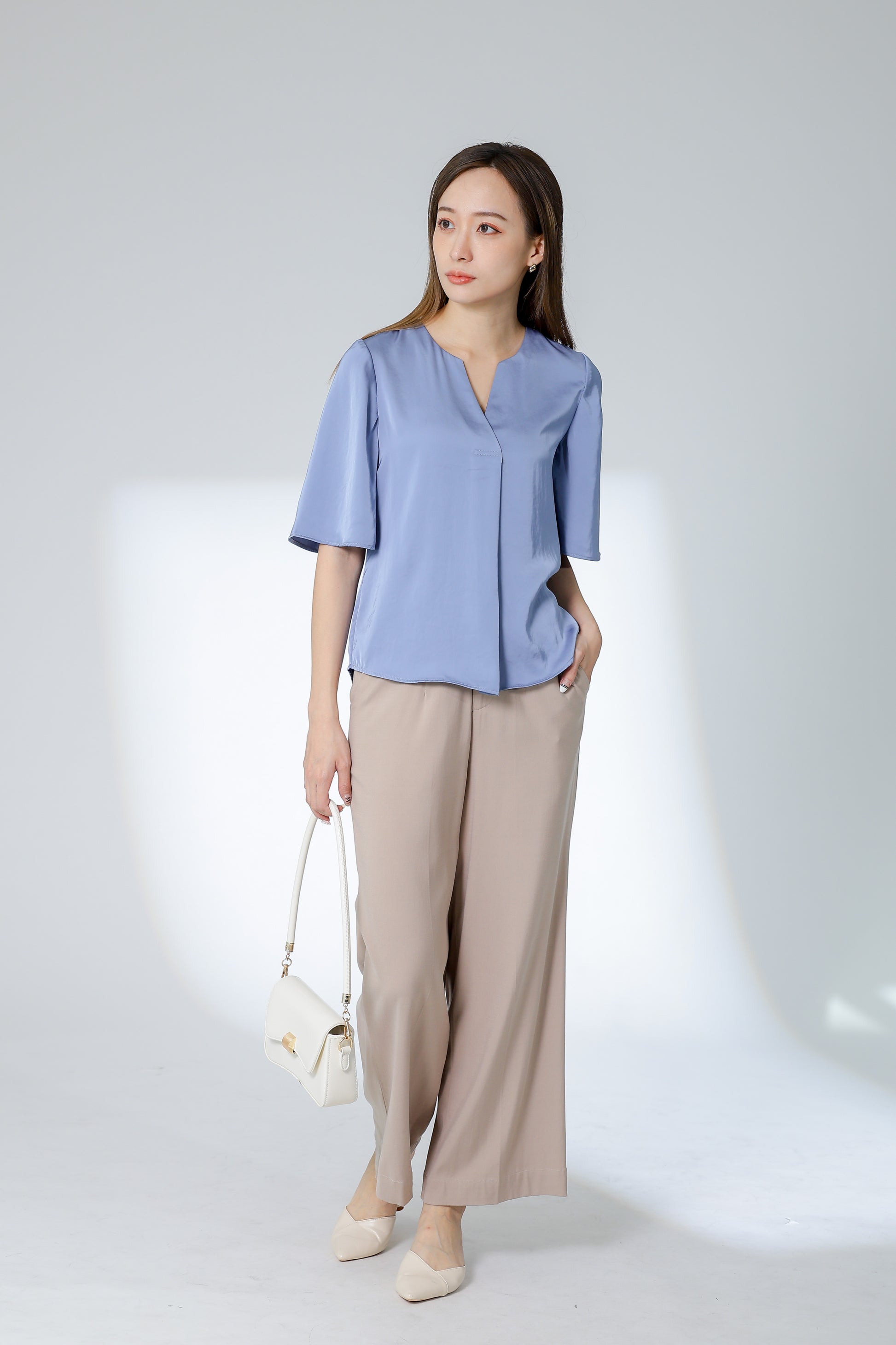 Wilma Satin Top - Blue
