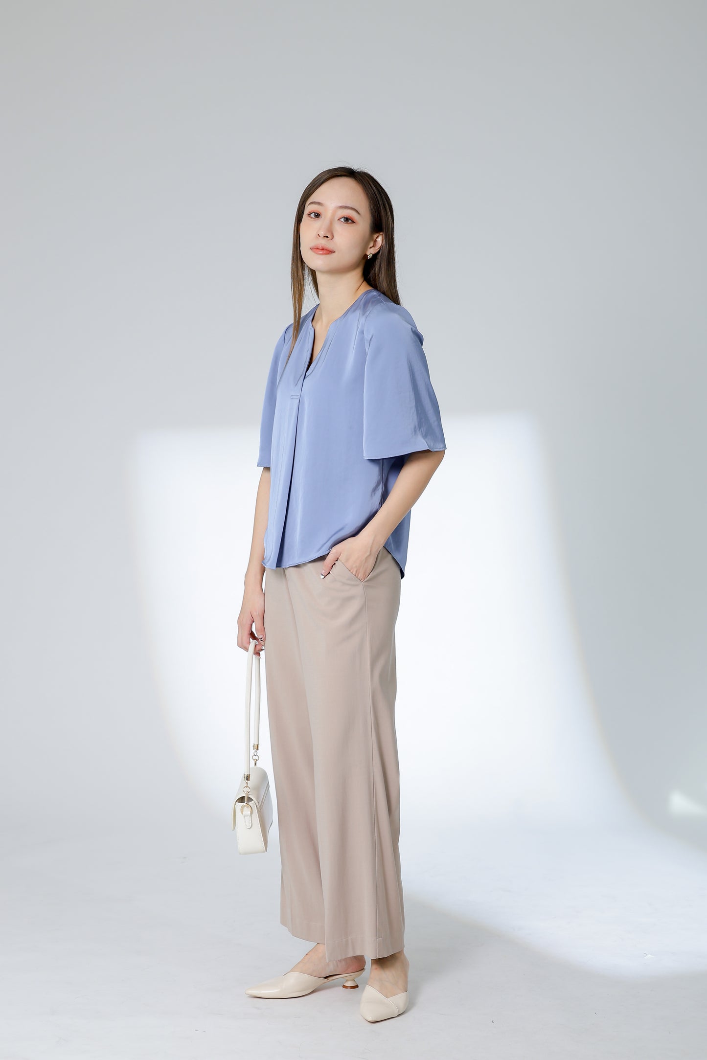 Wilma Satin Top - Blue