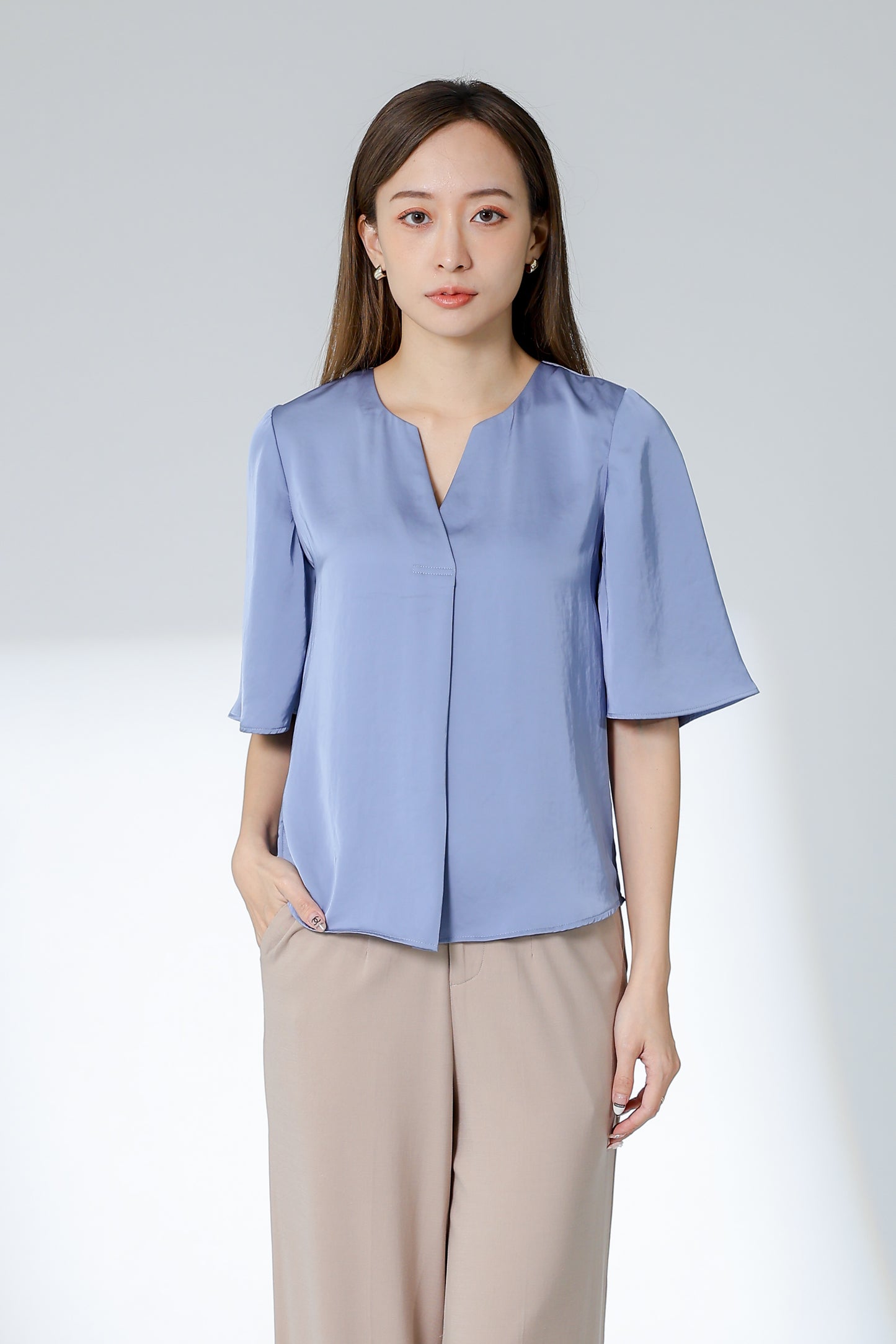 Wilma Satin Top - Blue