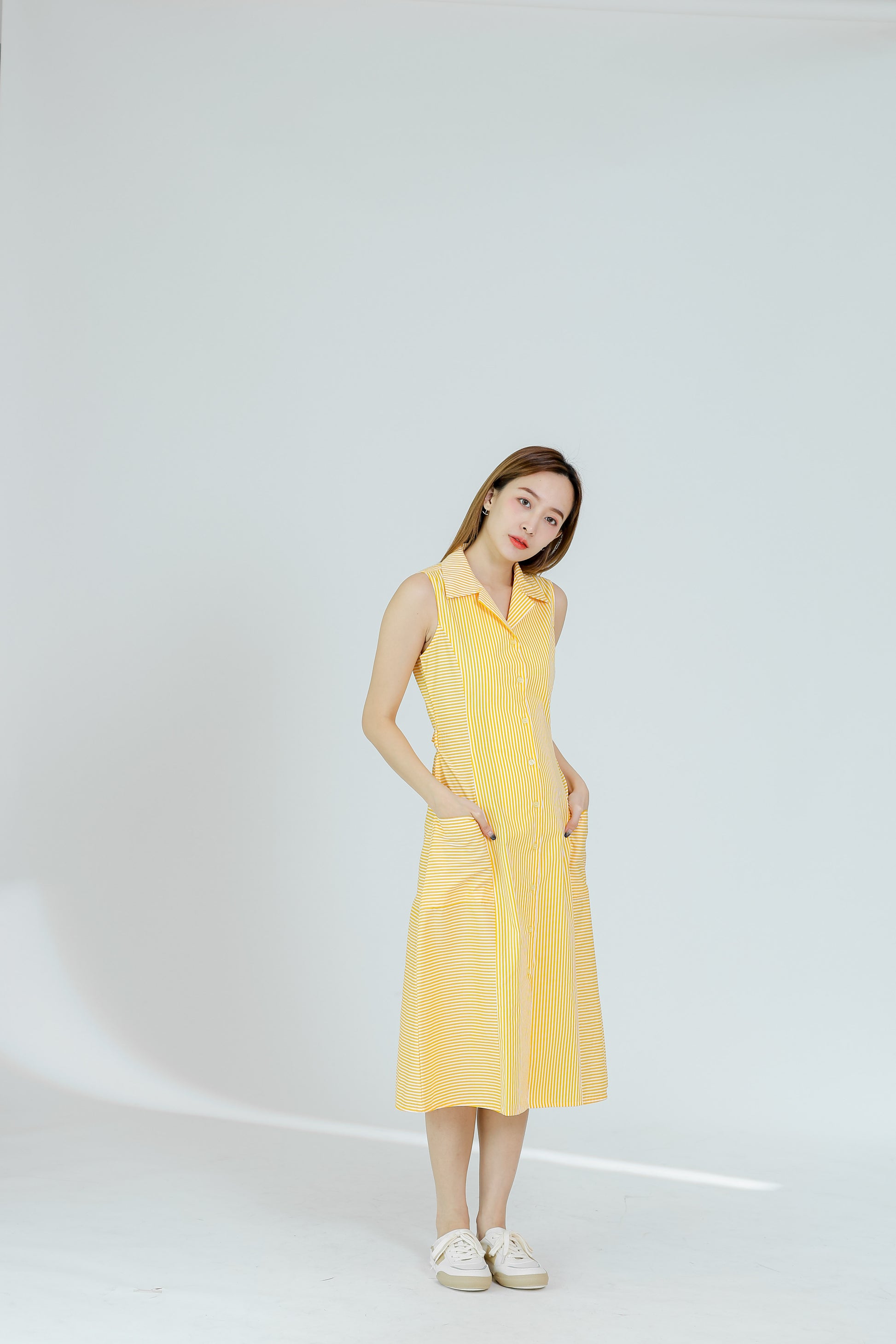 Yvonne Striped Shirt Dress - Yellow