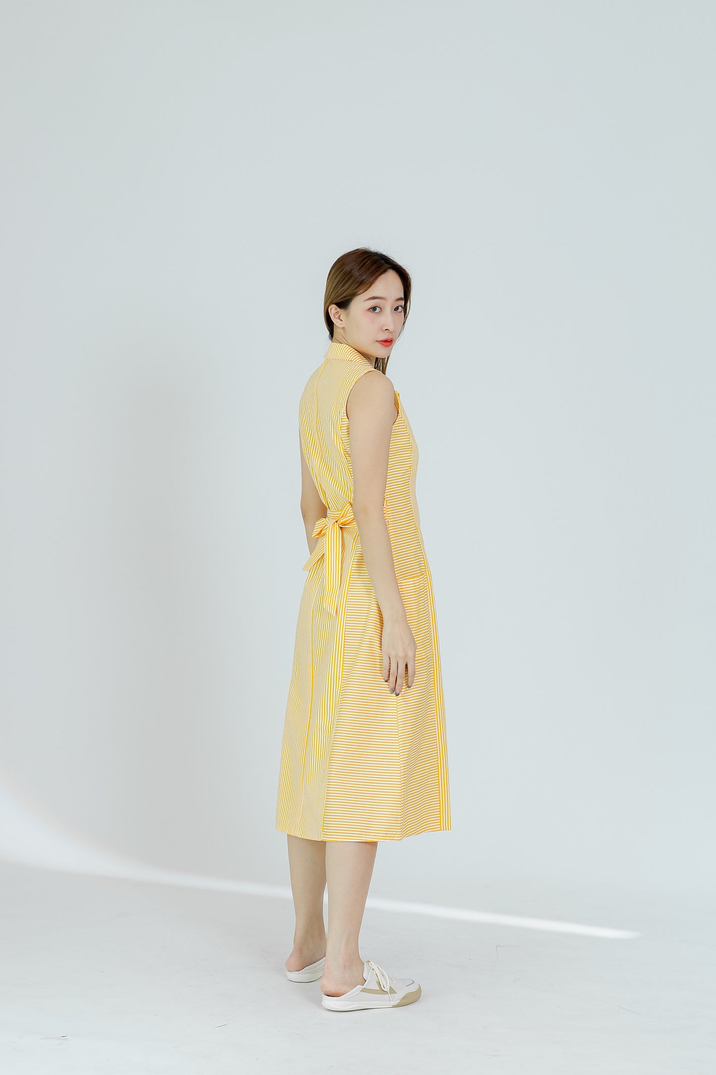 Yvonne Striped Shirt Dress - Yellow