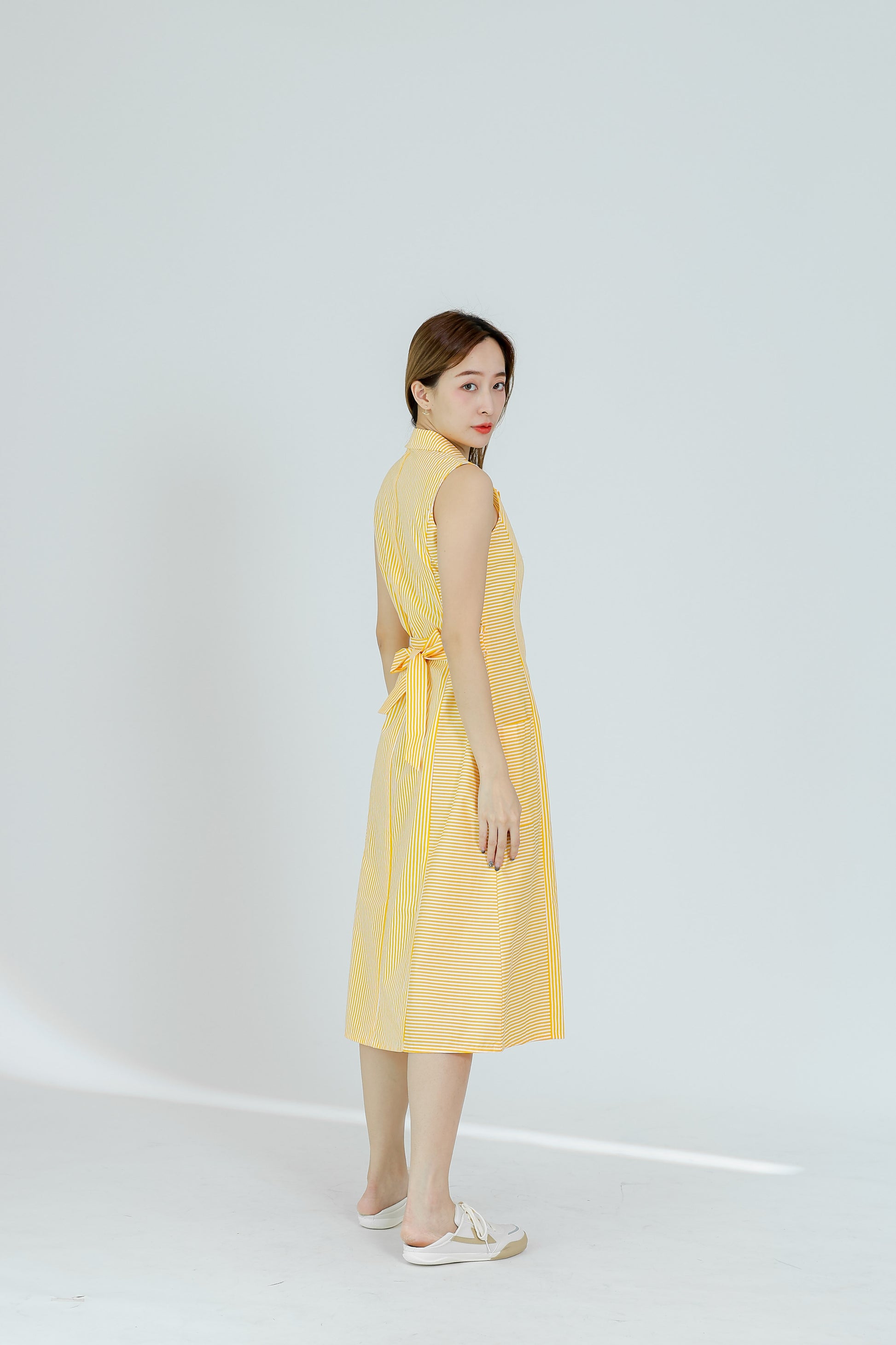 Yvonne Striped Shirt Dress - Yellow