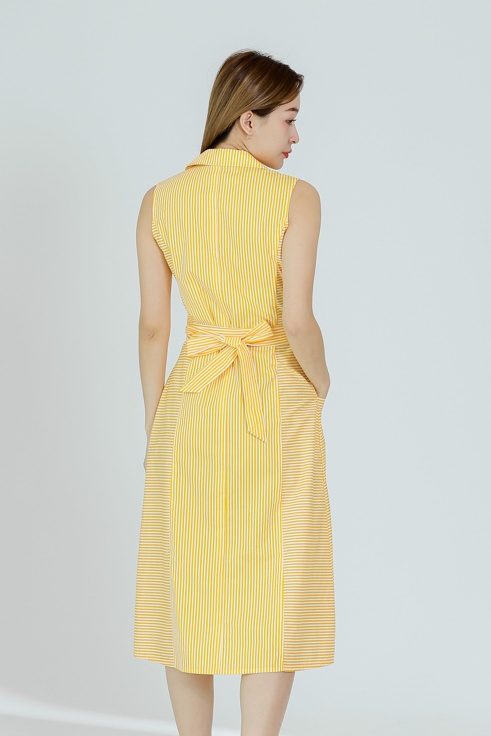 Yvonne Striped Shirt Dress - Yellow