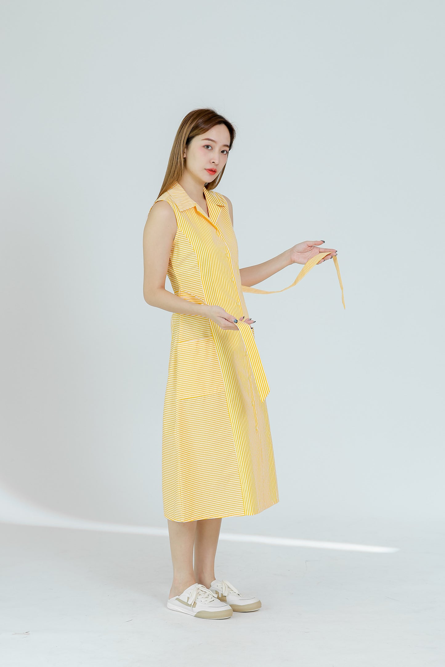 Yvonne Striped Shirt Dress - Yellow