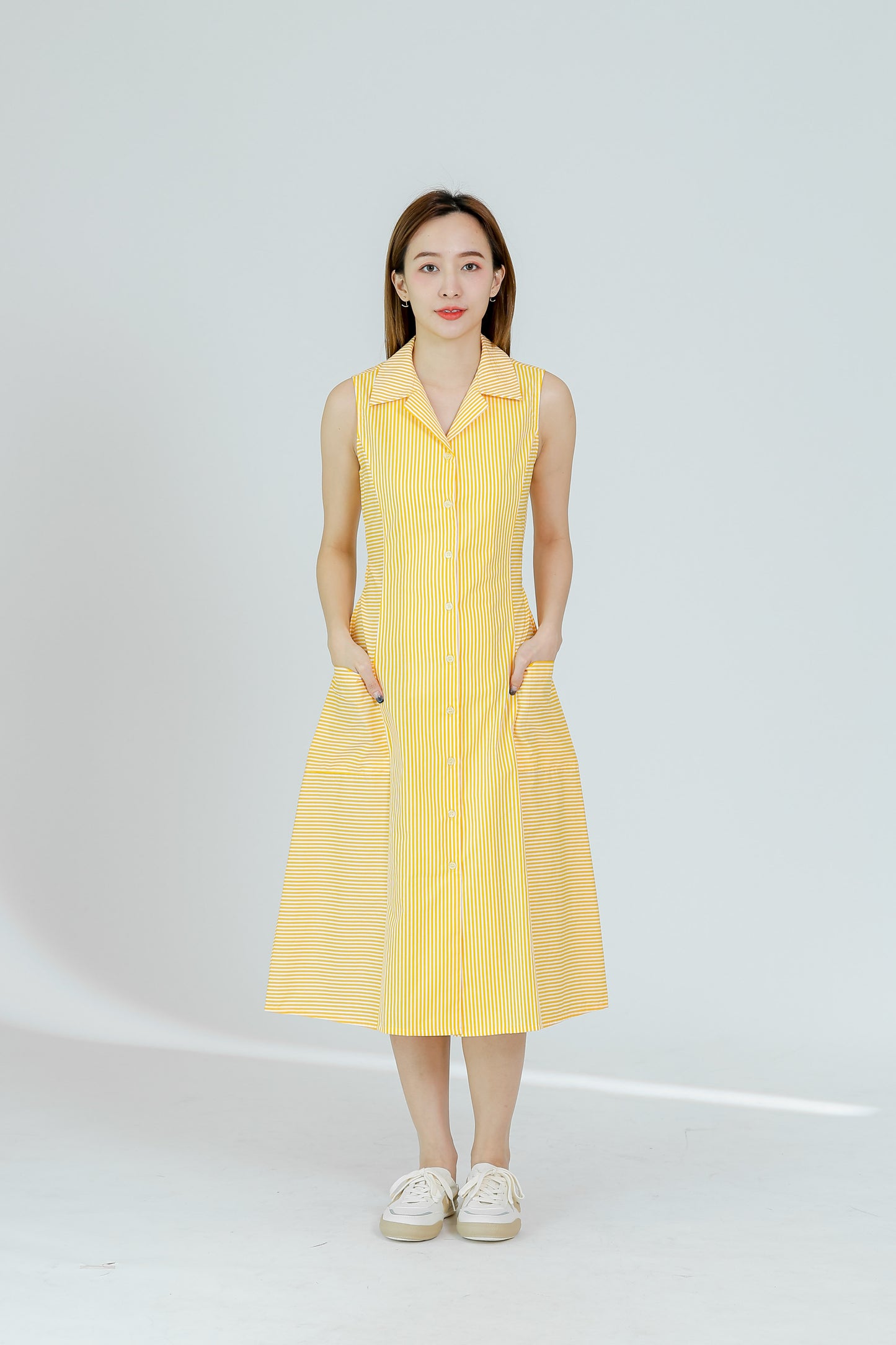 Yvonne Striped Shirt Dress - Yellow