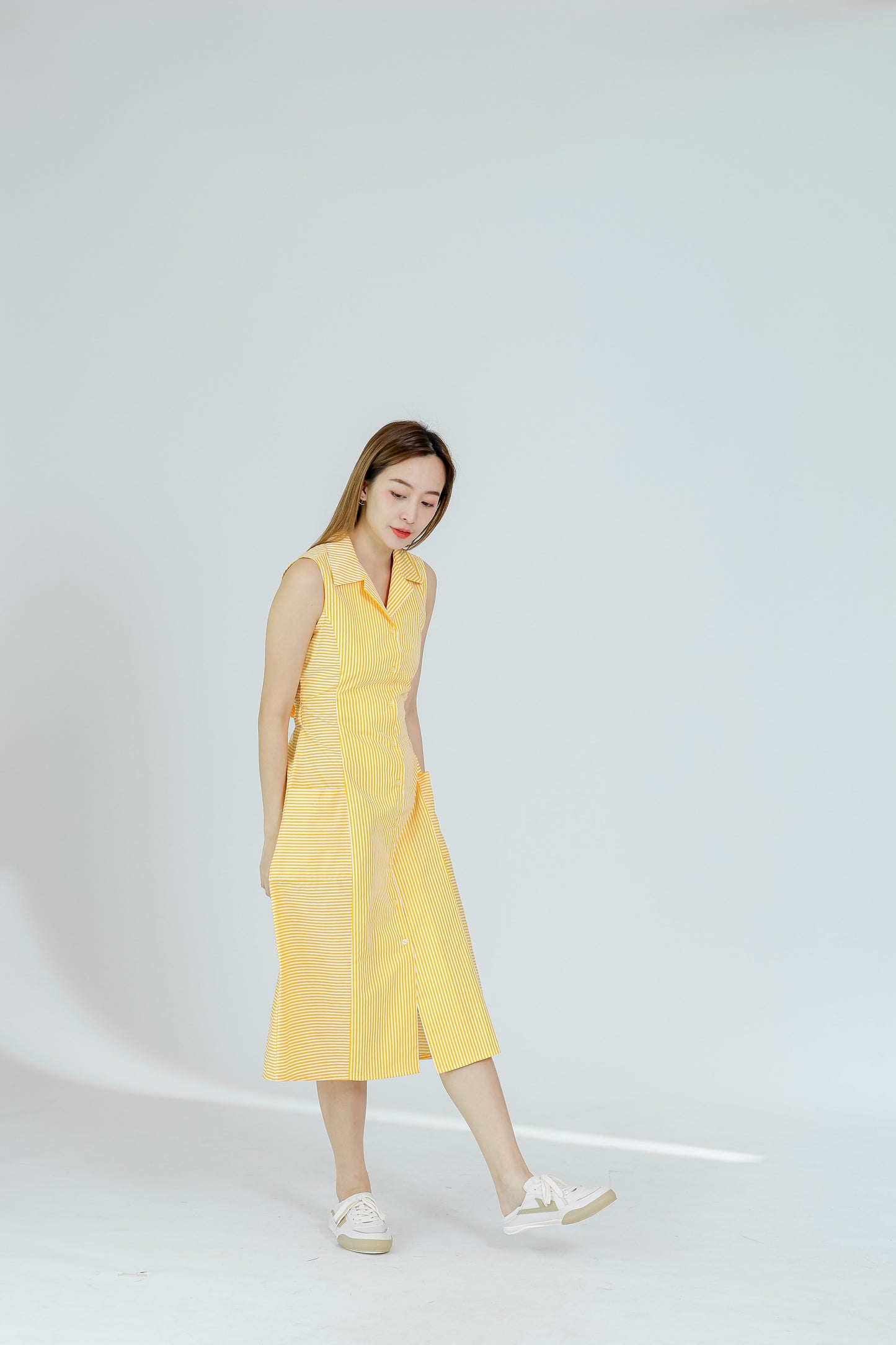 Yvonne Striped Shirt Dress - Yellow