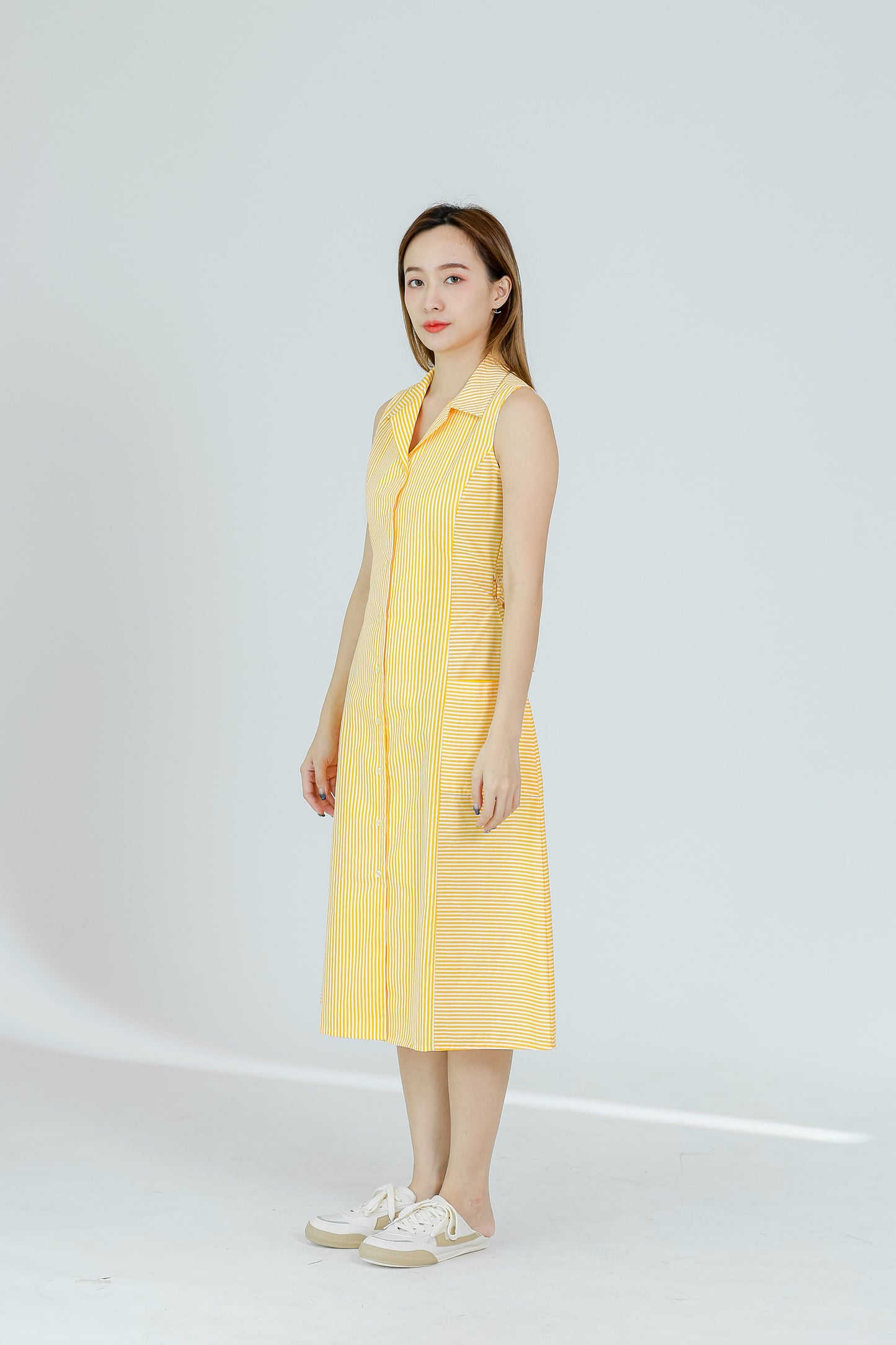 Yvonne Striped Shirt Dress - Yellow